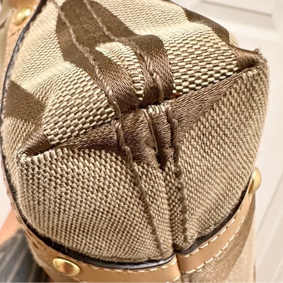 Coach Carly Signature Jacquard Leather Trim Large Hobo Shoulder Bag Y2K - Picture 9 of 14